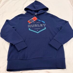Hurley Navy Blue Pullover Hoodie with Logo Accent